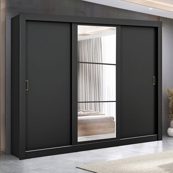 Guarda Roupa Casal City 3 Portas 4 Gavetas Com Espelho Flex P