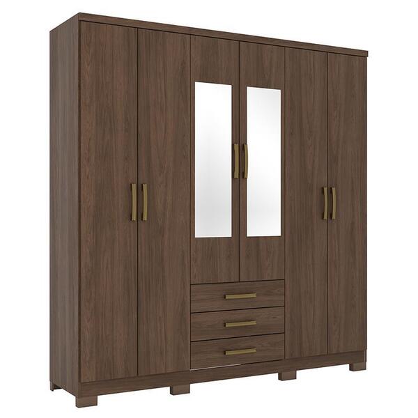 Guarda Roupa Casal City 6 Portas E 3 Gavetas Com Espelho - Mó
