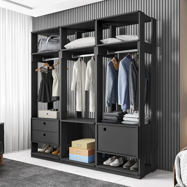 Guarda Roupa Casal Closet Modulado Com 3 Cabideiros 1 Porta 2