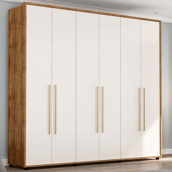 Guarda-roupa Casal Coimbra 6 Portas 6 Gavetas Freijó/off Whit