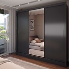 Guarda-roupa Casal Colie 3 Portas 3 Gavetas Com Espelho Preto