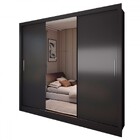 Guarda-roupa Casal Colie 3 Portas 3 Gavetas Com Espelho Preto