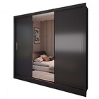 Guarda-roupa Casal Colie Slim 3 Portas Com Espelho Preto - Pa