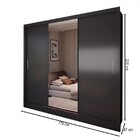 Guarda-roupa Casal Colie Slim 3 Portas Com Espelho Preto - Pa