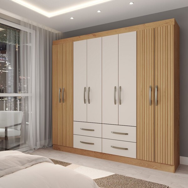 Guarda-roupa Casal Colosseo 8 Portas 4 Gavetas Canelato/natur