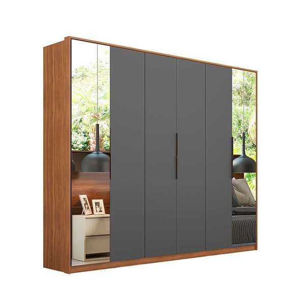Guarda-roupa Casal Com 2 Espelhos Atrice 6 Pt 6 Gv Amêndola E