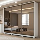 Guarda Roupa Casal Com 3 Espelhos 3 Portas De Correr 6 Gaveta