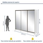 Guarda Roupa Casal Com 3 Espelhos 3 Portas De Correr 6 Gaveta