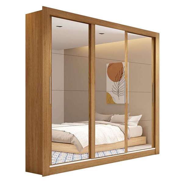 Guarda-roupa Casal Com 3 Espelhos Glass 3 Pt 2 Gv Buriti