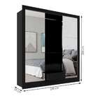 Guarda-roupa Casal Com 3 Espelhos Luiza 3 Pt 2 Gv Preto 190 Cm