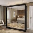 Guarda-roupa Casal Com 3 Espelhos Luiza 3 Pt 2 Gv Preto 190 Cm