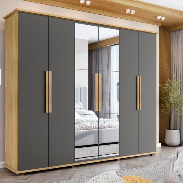 Guarda-roupa Casal Com 6 Portas Com Espelho E 4 Gavetas Inter