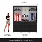 Guarda Roupa Casal Com 9 Gavetas Maisa Preto Fosco - Móveis A