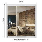 Guarda Roupa Casal com  Espelho 3 Portas Madesa Lyon