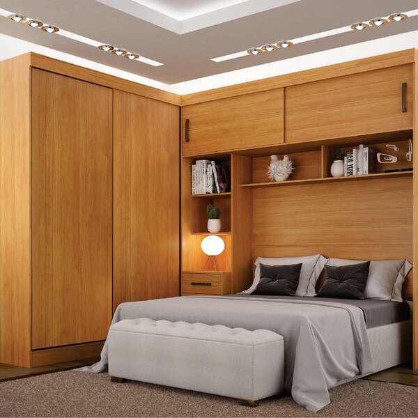 Guarda-roupa Casal Com Cabeceira Queen 4 Portas De Correr 3 G