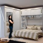 Guarda-roupa Casal Com Cabeceira Queen E Espelho 4 Portas De