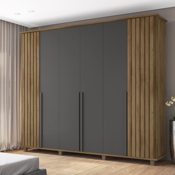 Guarda Roupa Casal Com Detalhe Em Ripado 6 Portas 3 Gavetas I