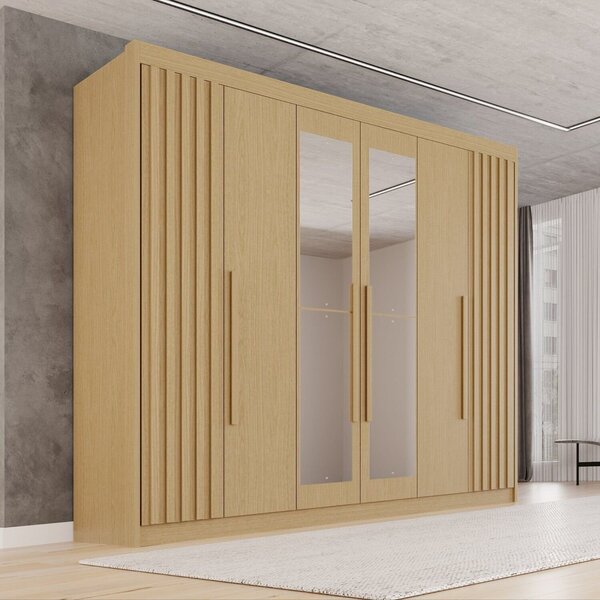 Guarda-roupa Casal Com Espelho 100% Mdf 6 Portas 6 Gaveta...