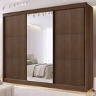 Guarda-roupa Casal Com Espelho 100% Mdf Miami Castanho Fosco