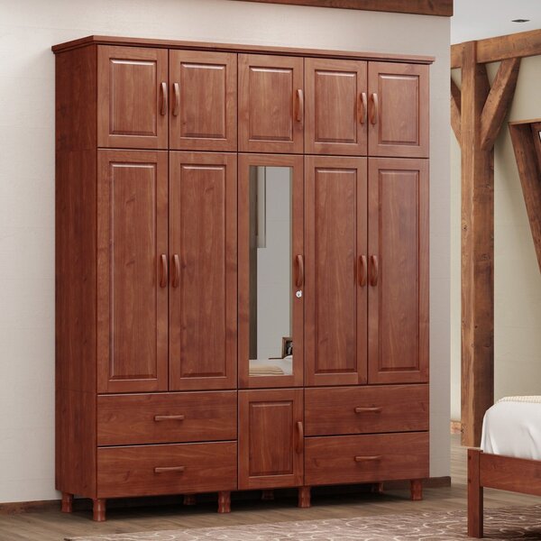 Guarda Roupa Casal Com Espelho 11 Portas 4 Gavetas Bronze Fin