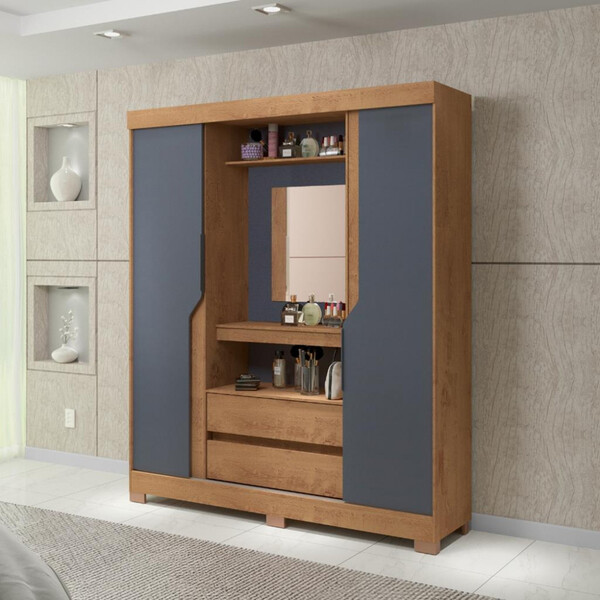 Guarda Roupa Casal Com Espelho 2 Portas 2 Gavetas Belém Atual