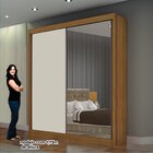 Guarda Roupa Casal Com Espelho 2 Portas 3 Gavetas São Paulo F