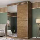 Guarda Roupa Casal Com Espelho 2 Portas 3 Gavetas Sevilha Nog