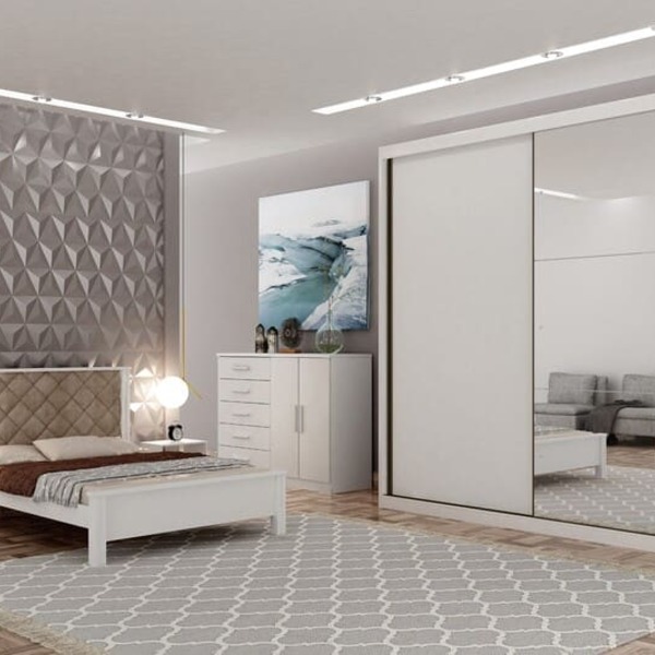 Guarda Roupa Casal Com Espelho 2 Portas 4 Gavetas - Bravo -br