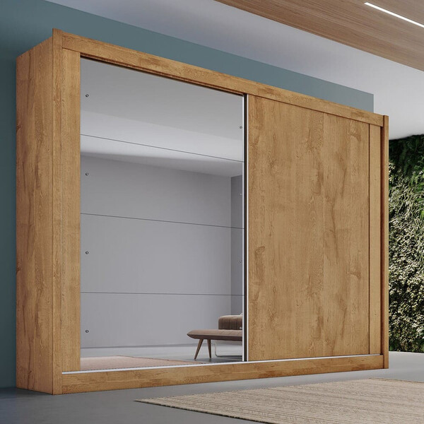 Guarda Roupa Casal Com Espelho 2 Portas 4 Gavetas - Creta-amê