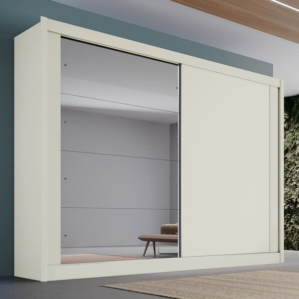 Guarda Roupa Casal Com Espelho 2 Portas 4 Gavetas - Creta-off