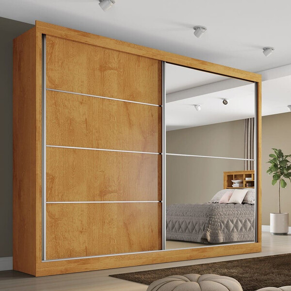 Guarda Roupa Casal Com Espelho 2 Portas 4 Gavetas - Verona-pe