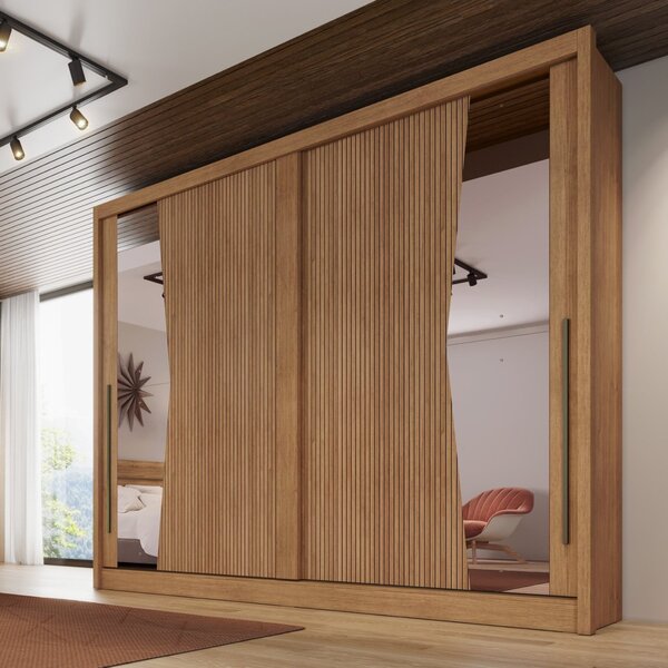 Guarda Roupa Casal Com Espelho 2 Portas 6 Gavetas Egeu     Cu