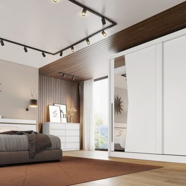 Guarda Roupa Casal Com Espelho 2 Portas 6 Gavetas - Geom-bran