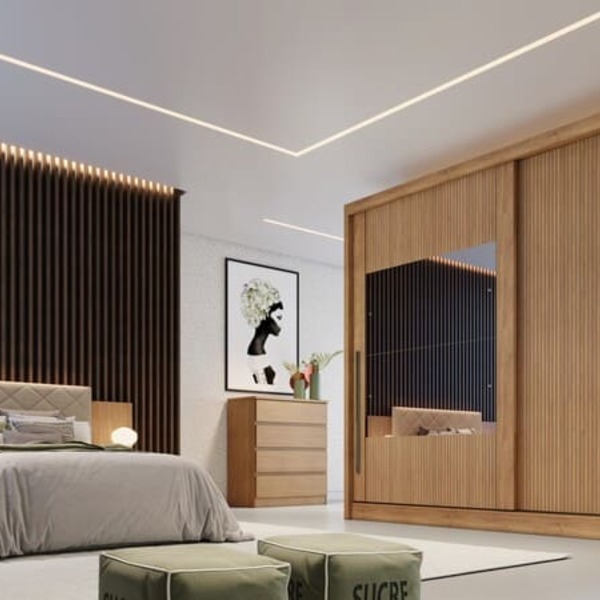 Guarda Roupa Casal Com Espelho 2 Portas 6 Gavetas - Mônaco-cu