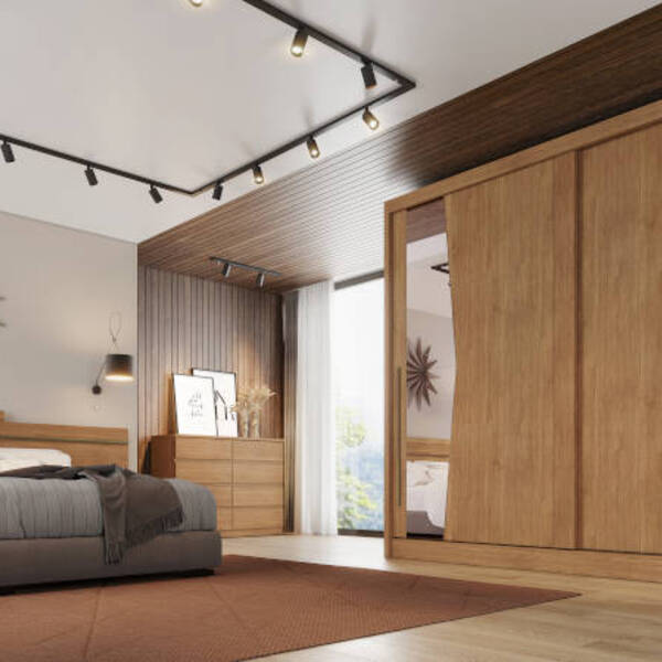 Guarda Roupa Casal Com Espelho 2 Portas 6 Gavetas - Orion-cum