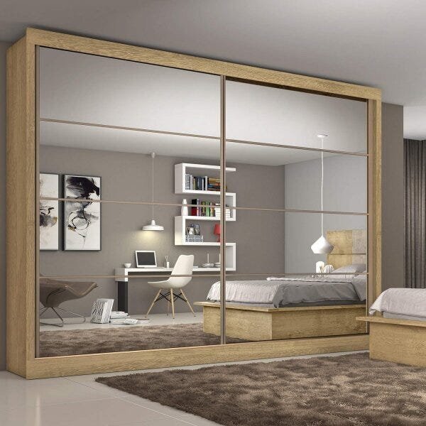 Guarda-roupa Casal Com Espelho 2 Portas 6 Gavetas Sevilha 7774