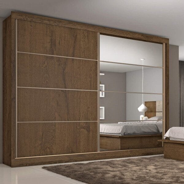 Guarda-roupa Casal Com Espelho 2 Portas 6 Gavetas Sevilha 777