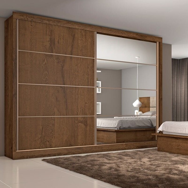 Guarda Roupa Casal Com Espelho 2 Portas 6 Gavetas - Sevilha-b