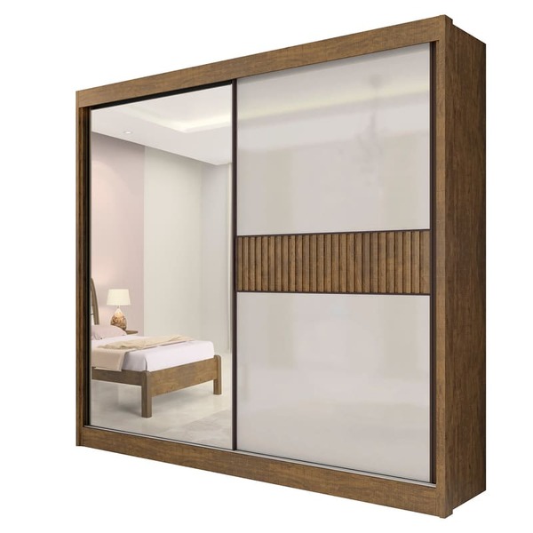 Guarda Roupa Casal Com Espelho 2 Portas 6 Gavetas - Titanium