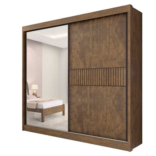 Guarda Roupa Casal Com Espelho 2 Portas 6 Gavetas - Titanium