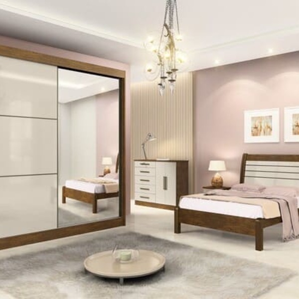 Guarda Roupa Casal Com Espelho 2 Portas 6 Gavetas - Titanium-