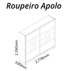 Guarda Roupa Casal Com Espelho 2 Portas Apolo Naturale Grafit