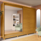 Guarda Roupa Casal Com Espelho 2 Portas Apolo Naturale Off-wh