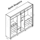 Guarda Roupa Casal Com Espelho 2 Portas Apolo Naturale Off Wh