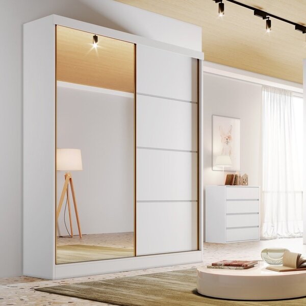 Guarda Roupa Casal Com Espelho 2 Portas De Correr 3 Gavetas V