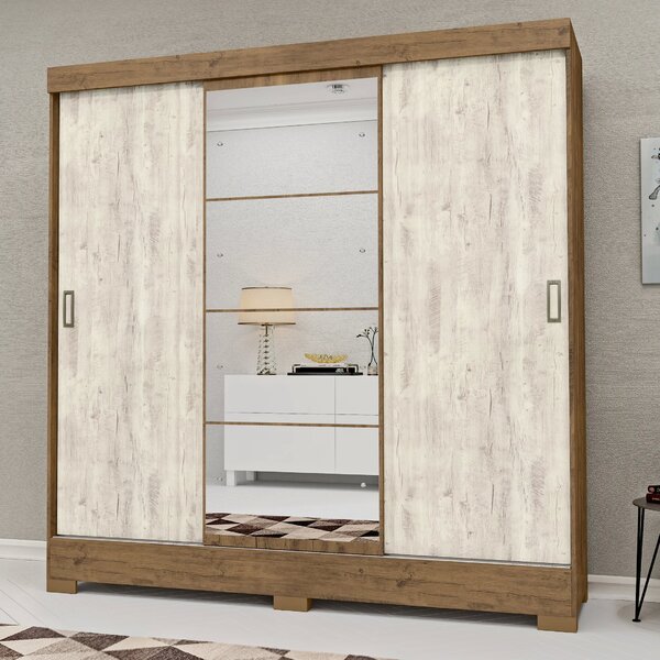 Guarda-roupa Casal Com Espelho 3 Portas 2 Gavetas Atenas Yesc