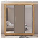 Guarda Roupa Casal Com Espelho 3 Portas 2 Gavetas Marrom