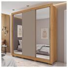 Guarda Roupa Casal Com Espelho 3 Portas 2 Gavetas Marrom
