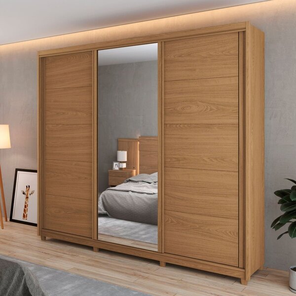 Guarda Roupa Casal Com Espelho 3 Portas 4 Gavetas 100% Mdf Ma