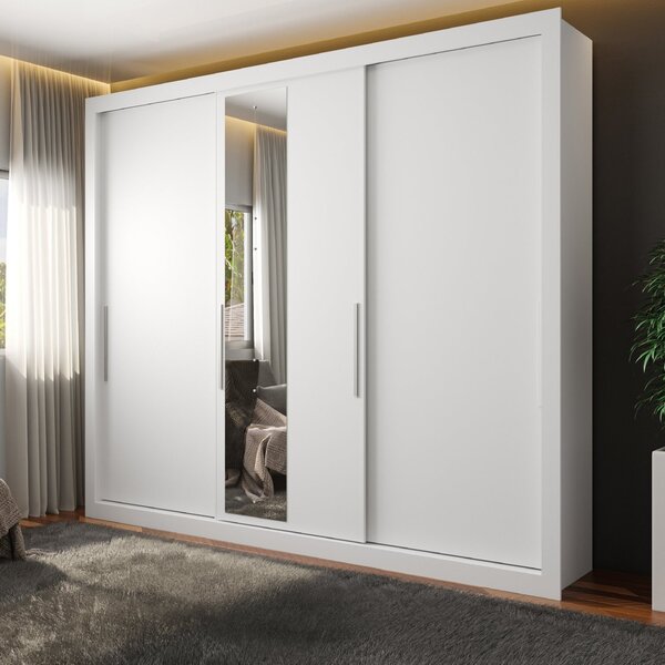 Guarda Roupa Casal Com Espelho 3 Portas 4 Gavetas Astor   Bra